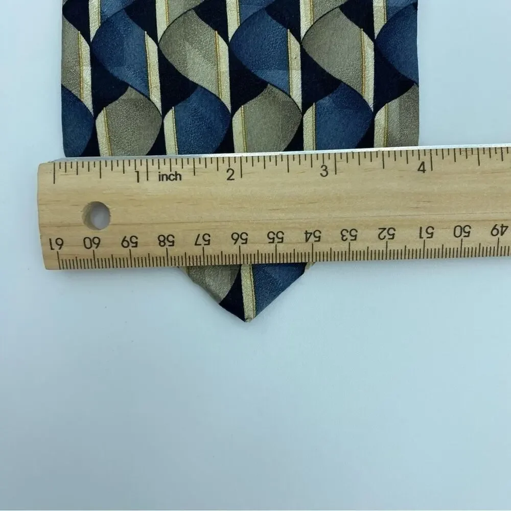 Ziggurat Men’s Silk Necktie Blue/Tan‎ Retro Design
